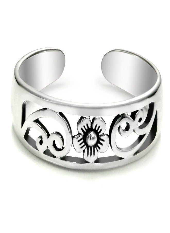 Metal Factory Sterling Silver Hawaiian Plumeria Flower Adjustable Toe Band Ring